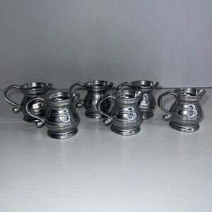 Vintage Wilton Armetale Pewter Small Creamer Pitcher Set Of 6 Stamped RWP 2”